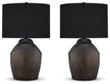Naareman Metallic Black 2-Piece Table Lamp Set