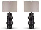 Kerbert Distressed Black 2-Piece Table Lamp Set