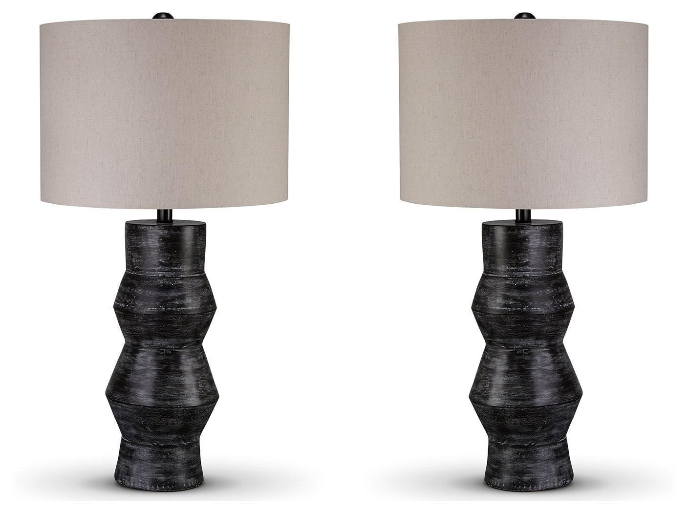 Kerbert Distressed Black 2-Piece Table Lamp Set