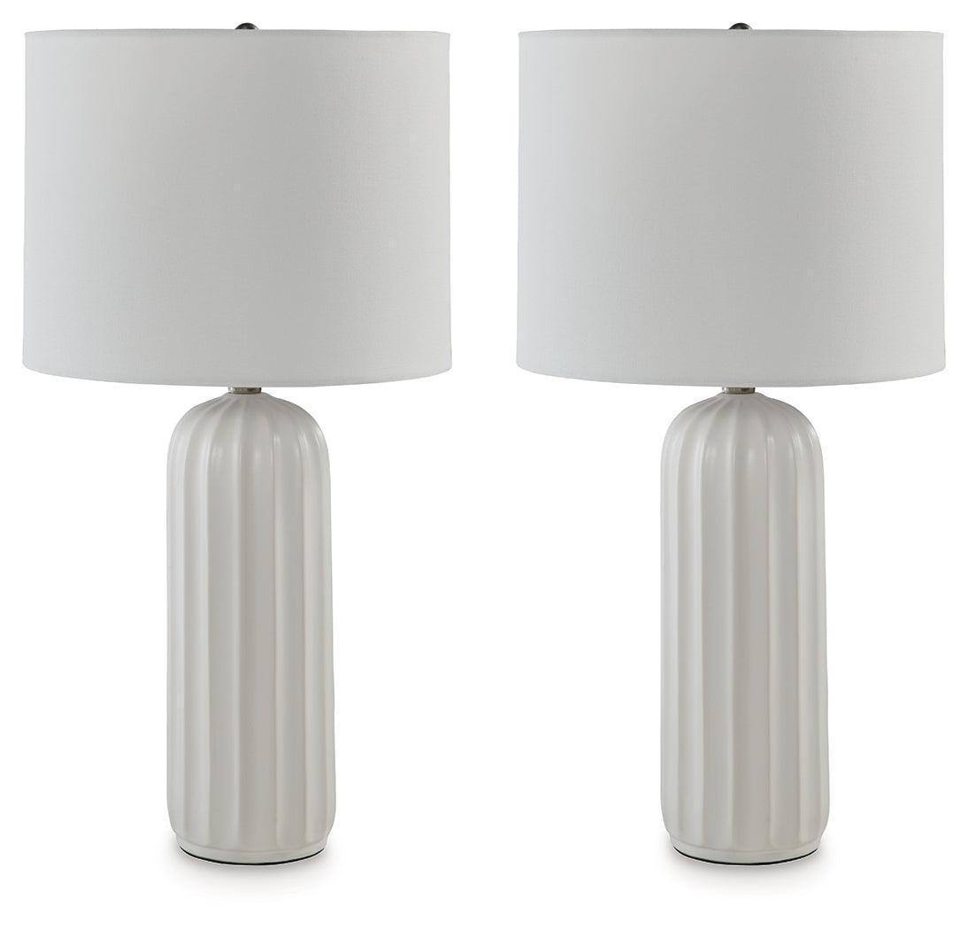 Clarkland White Ceramic Table Lamp Set of 2