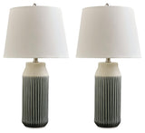 Afener Blue/beige Table Lamp (Set Of 2) - Ella Furniture