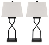 Brookthrone Black Metal Table Lamp Set of 2 with USB-C Charging Port