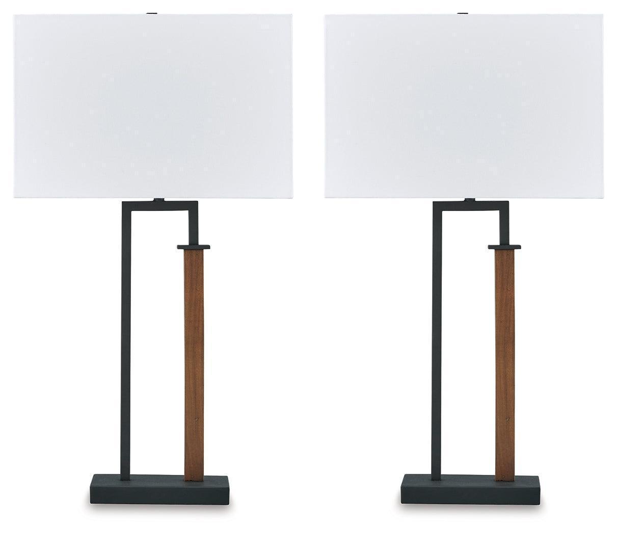 Voslen Black Brown Table Lamp (Set of 2)