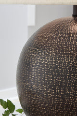 Hambell Black and Gold Metal Table Lamp with Drum Shade