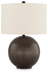 Hambell Black and Gold Metal Table Lamp with Drum Shade