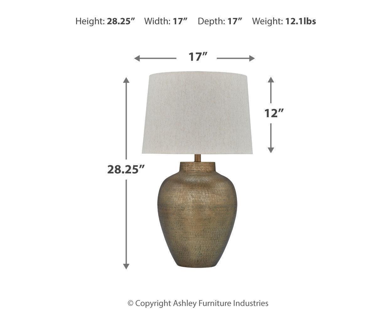 Madney Antique Gold Finish 2-Piece Table Lamp Set