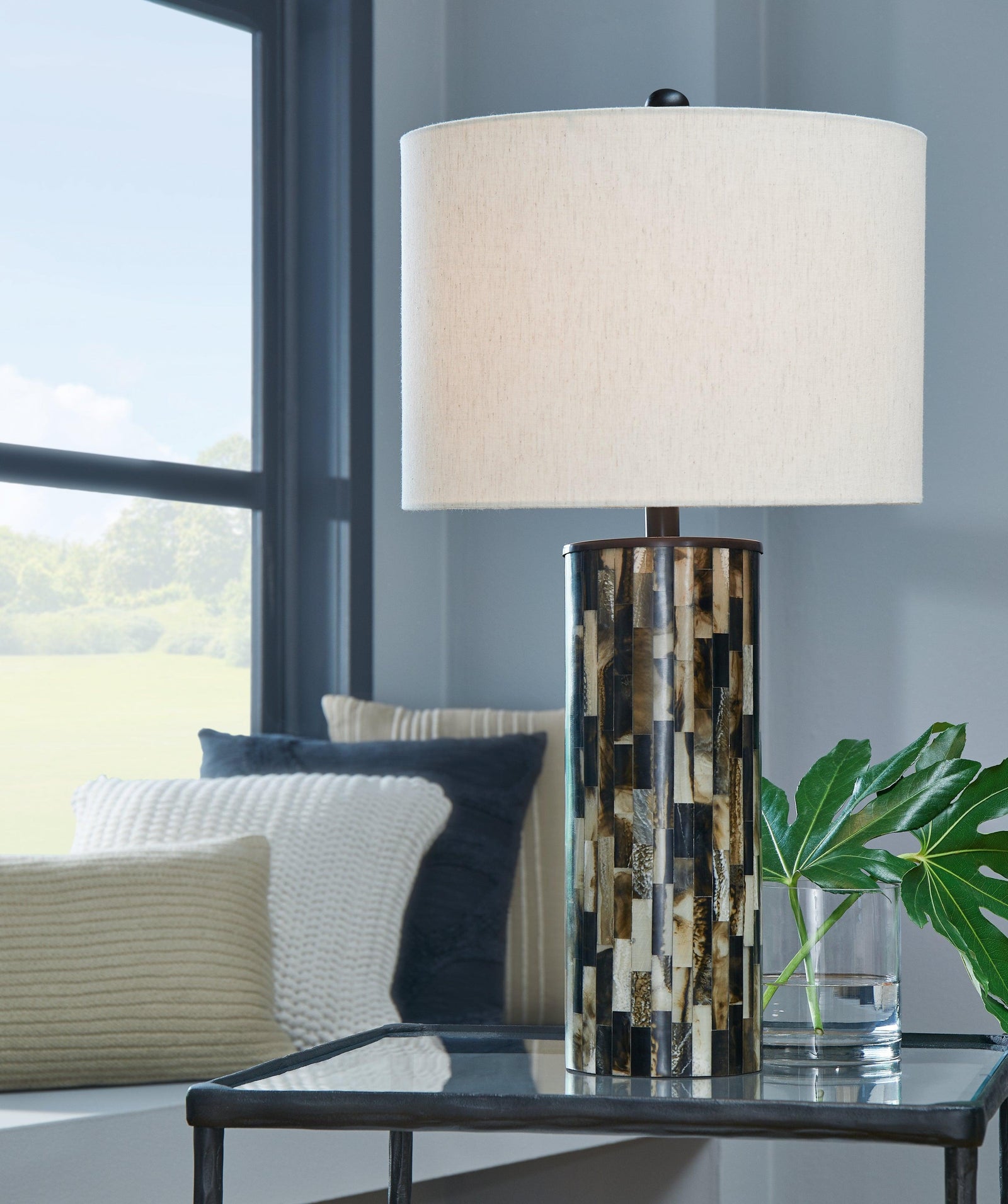 Ellford Black Brown Cream Table Lamp