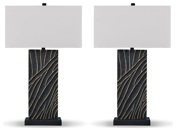 Bartlen Black/Gold Finish 2-Piece Table Lamp Set