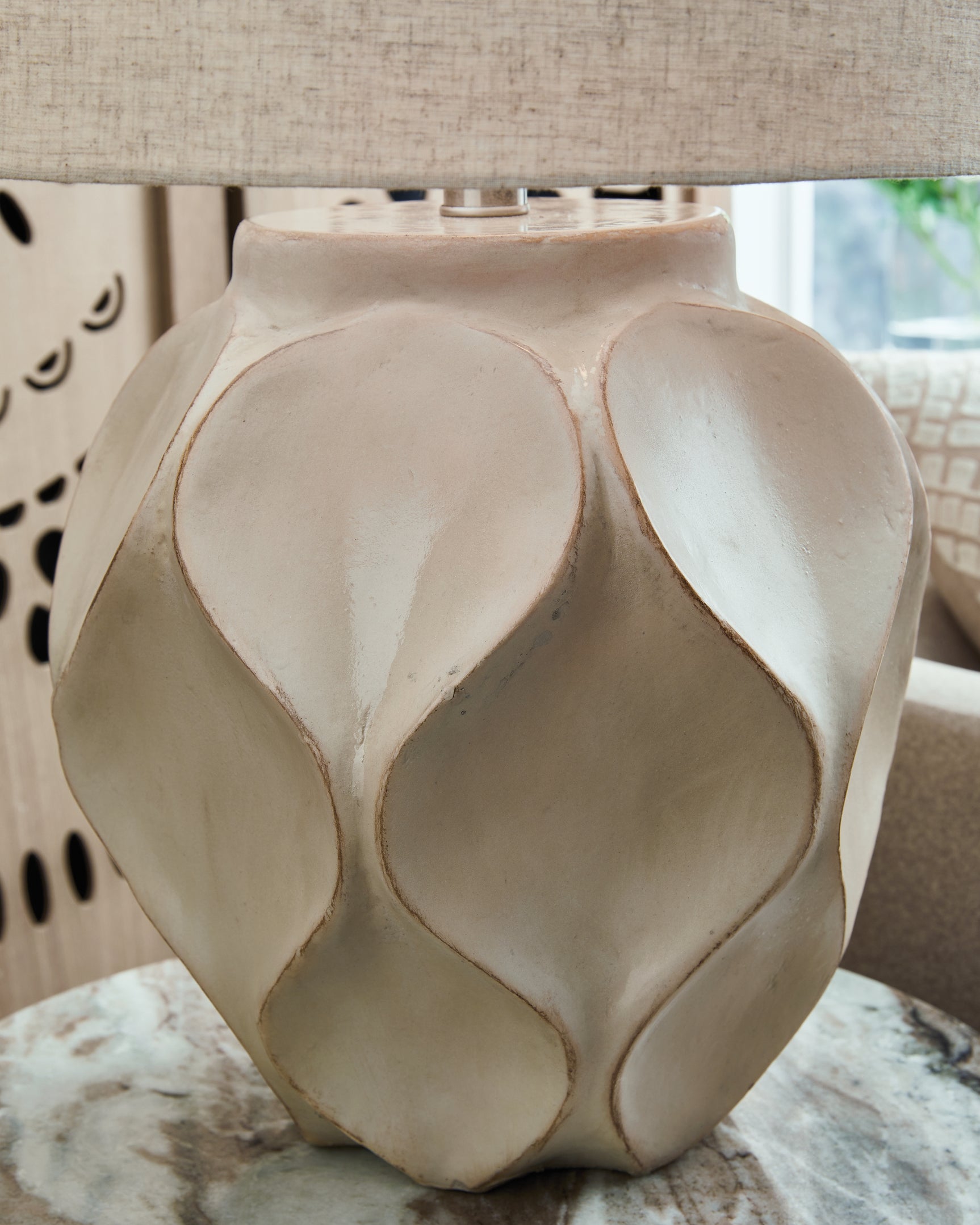 Edselham Distressed Cream Table Lamp