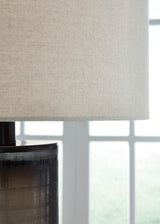Dingerly Brown Glass Table Lamp with Frosted Base and Drum Shade