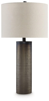 Dingerly Brown Glass Table Lamp with Frosted Base and Drum Shade
