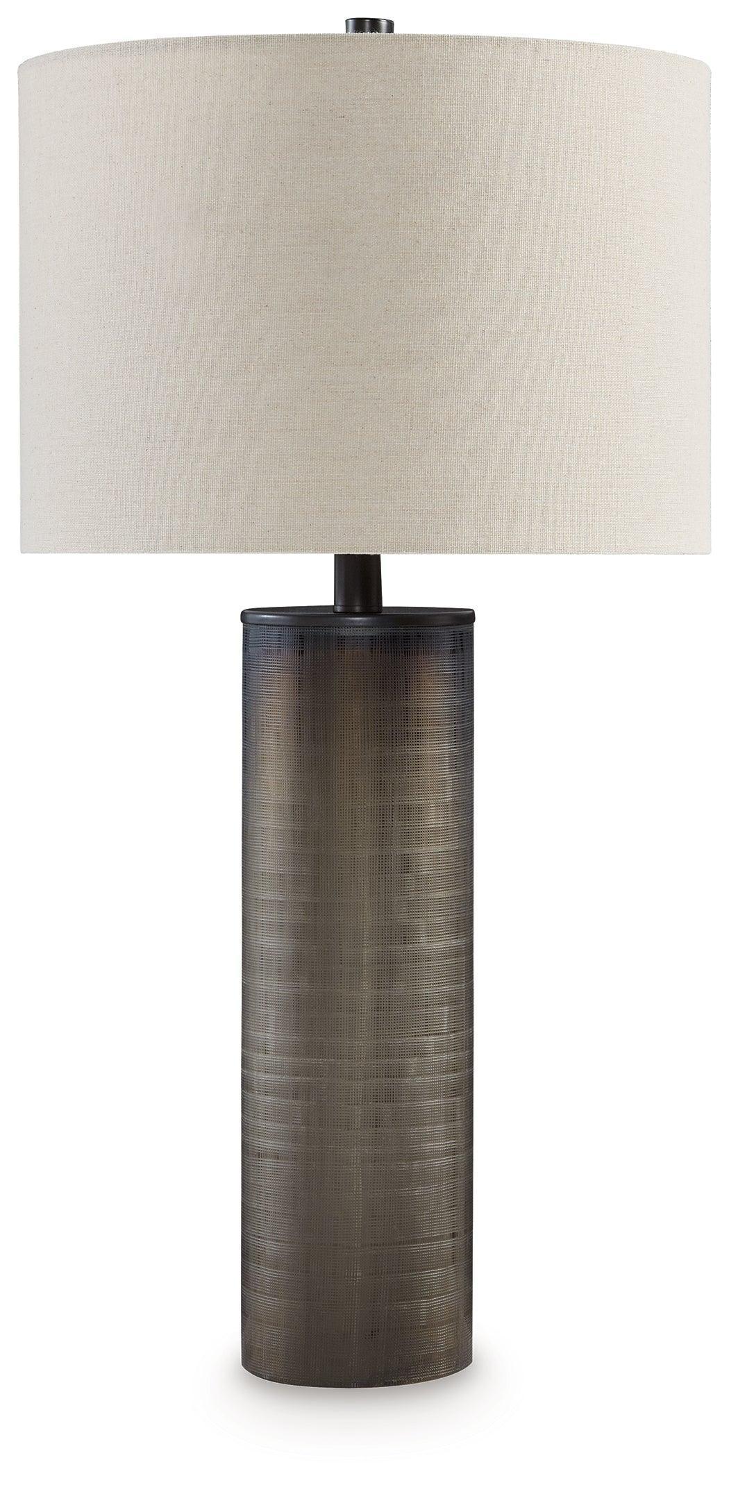 Dingerly Brown Glass Table Lamp with Frosted Base and Drum Shade