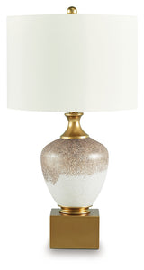 Tavisburg Brown/White/Gold Table Lamp
