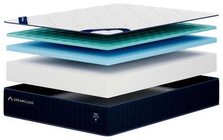 Dreamcloud Classic Memory Foam White Queen Mattress angled view
