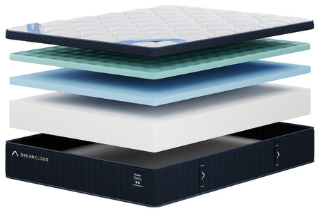 Dreamcloud Premier Memory Foam White Queen Mattress angled view