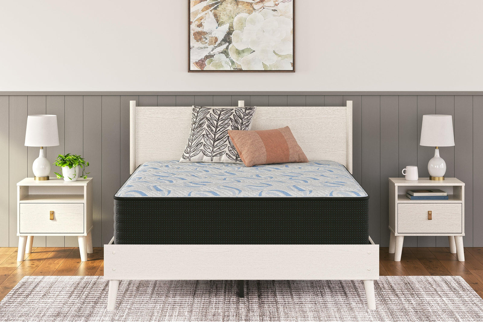 Elite Springs Plush Gray/Blue Queen Mattress