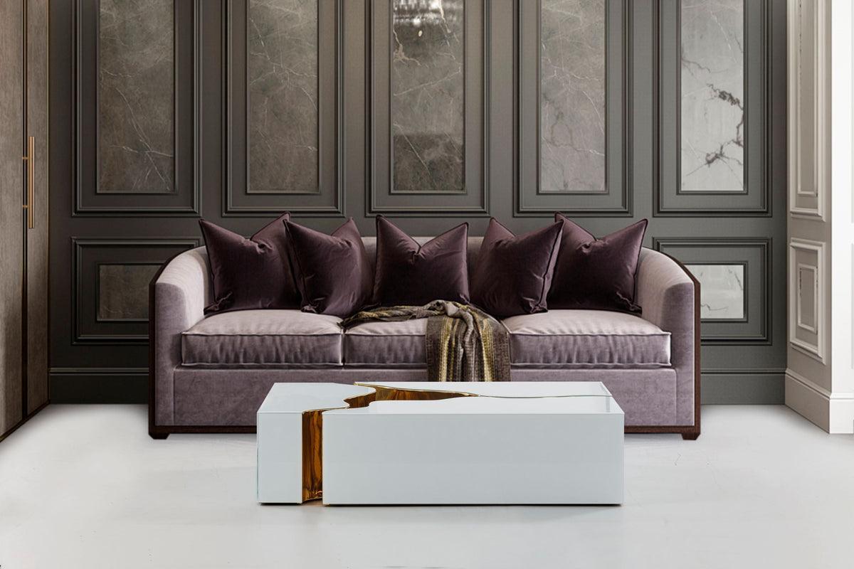 Leah Glass Whitegold 3-Piece Coffee Table - Ella Furniture