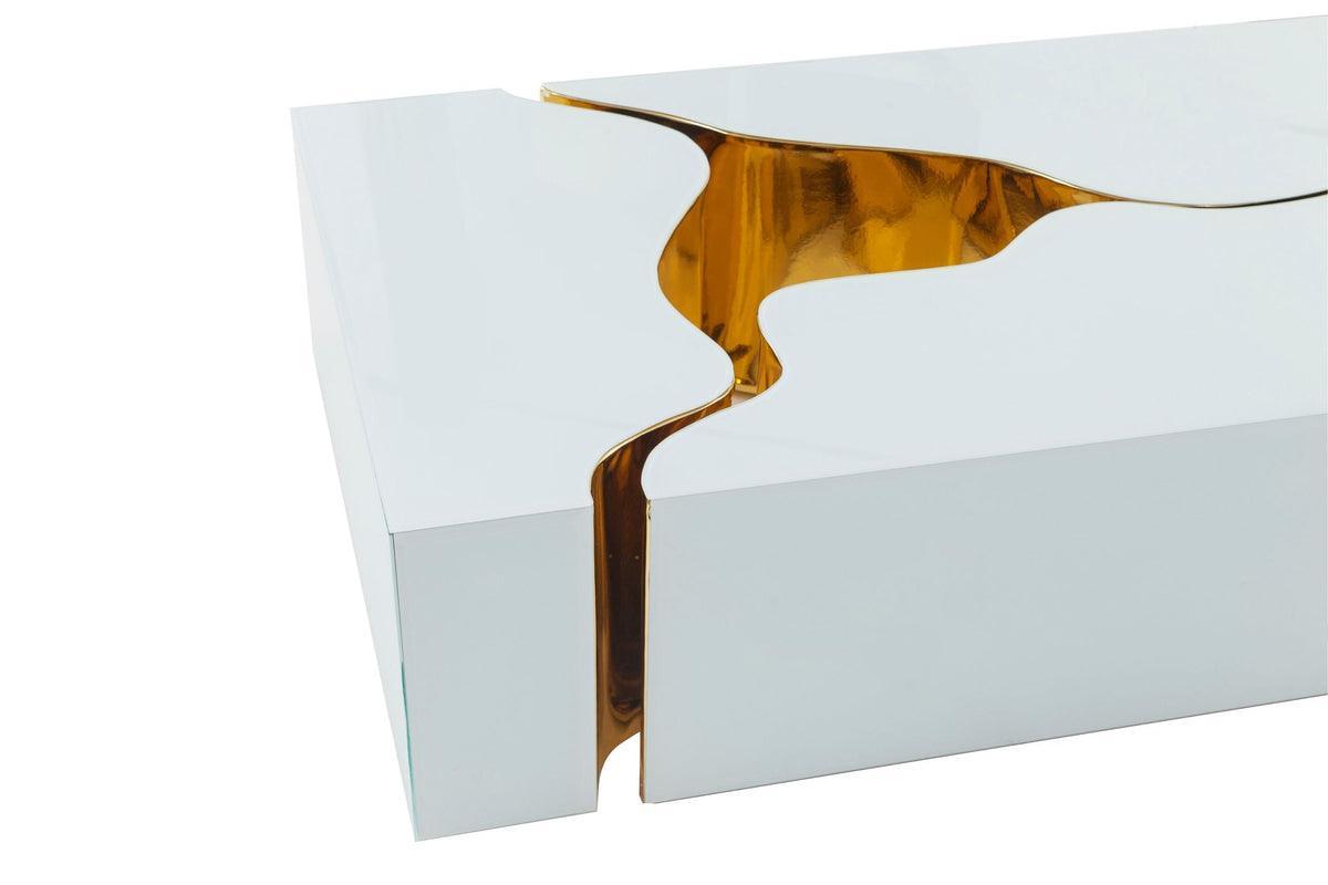 Leah Glass Whitegold 3-Piece Coffee Table - Ella Furniture