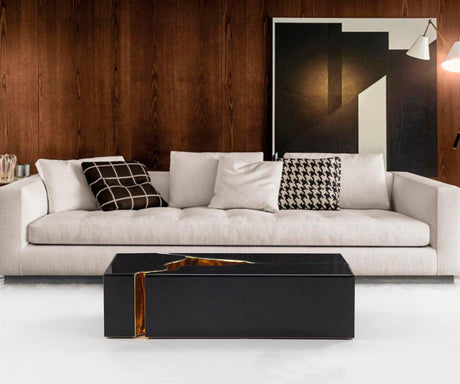 Leah Glass Black/gold 3-Piece Coffee Table - Ella Furniture