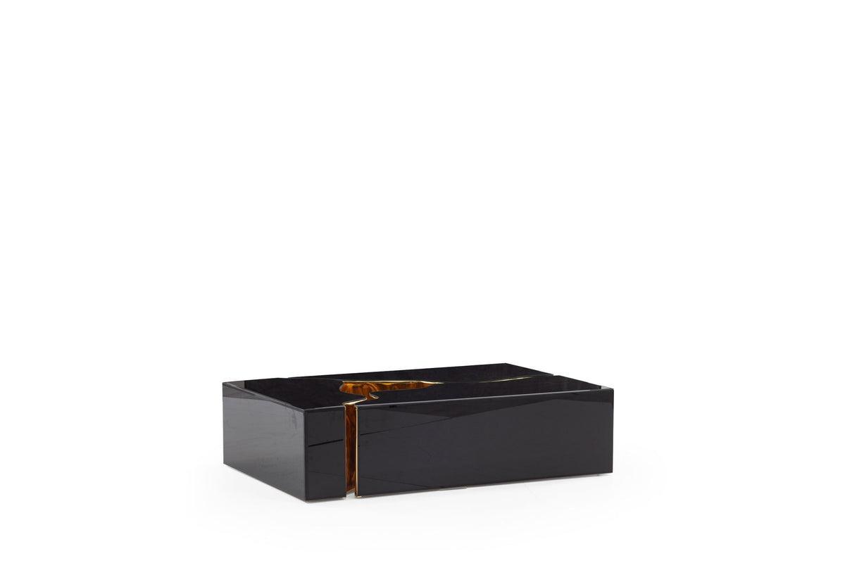 Leah Glass Black/gold 3-Piece Coffee Table - Ella Furniture