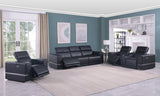 Franco Black Leather Reclining Set