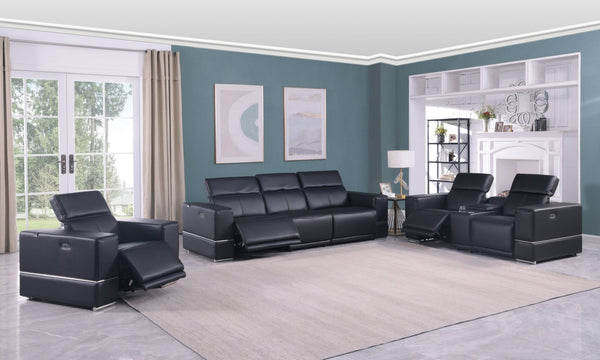 Franco Black Leather Reclining Set