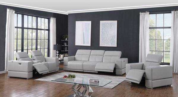 Franco Light Gray Leather Reclining Set