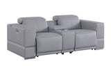 Franco Light Blue Leather Reclining Set
