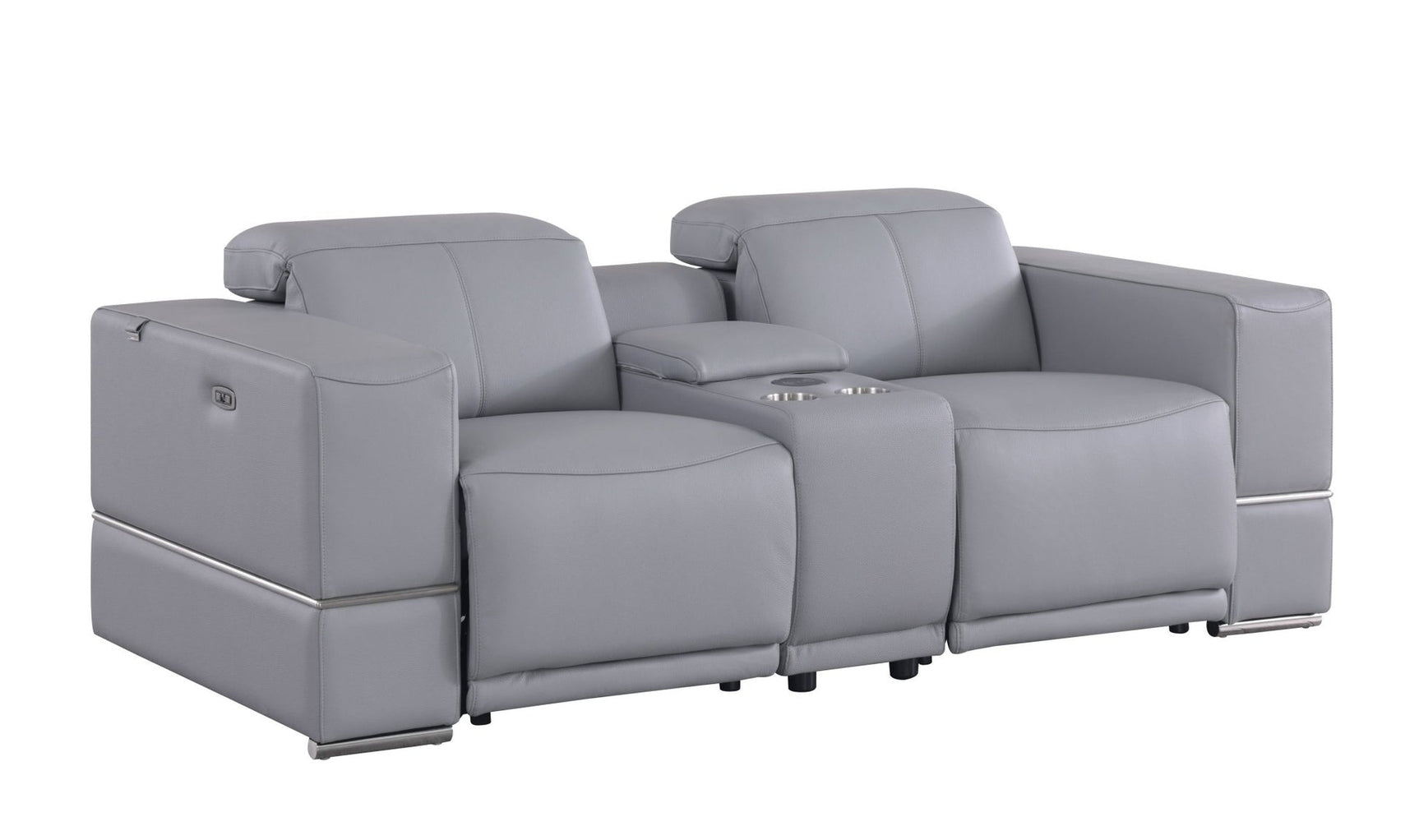 Franco Light Blue Leather Reclining Set