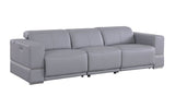 Franco Light Blue Leather Reclining Set