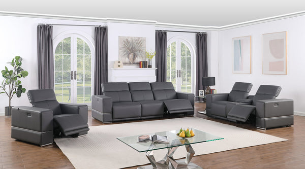 Franco Gray Leather Reclining Set