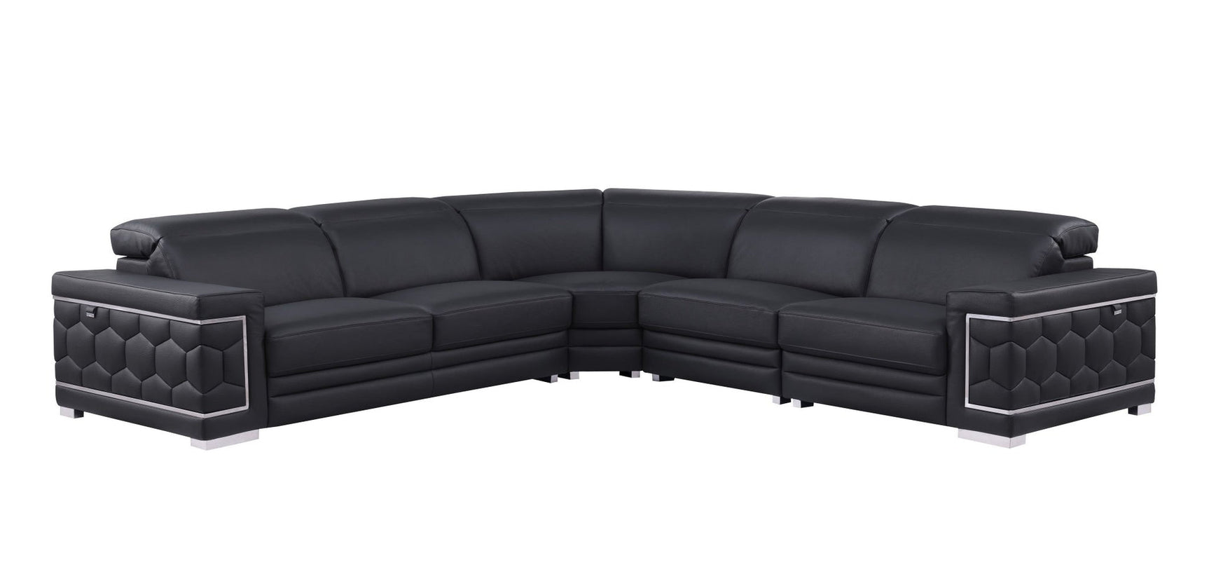 Favo Black Leather Sectional