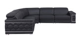 Favo Black Leather Sectional