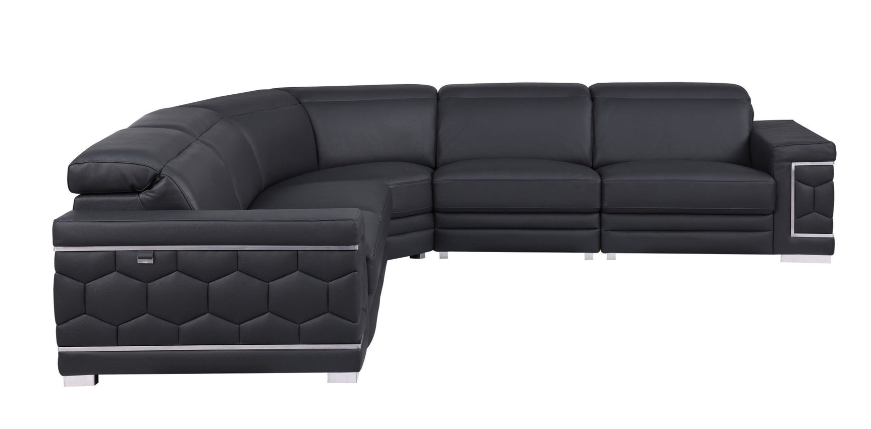 Favo Black Leather Sectional