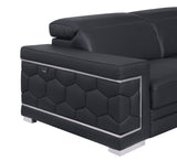 Favo Black Leather Sectional