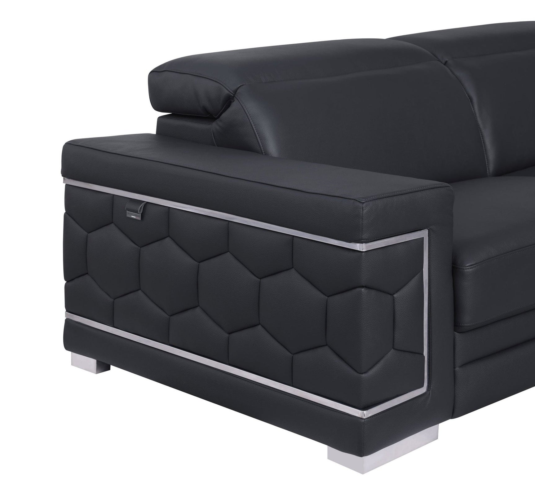 Favo Black Leather Sectional
