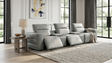 Diamante Grey Italian Leather 5-Piece Power Reclining Home Theater Sectional from Ella Furniture