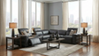 Holly Black Italian Leather 6-Piece Power Reclining Corner Sectional with Console from Ella Furniture