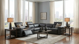 Holly Black Italian Leather 6-Piece Power Reclining Corner Sectional with Console from Ella Furniture