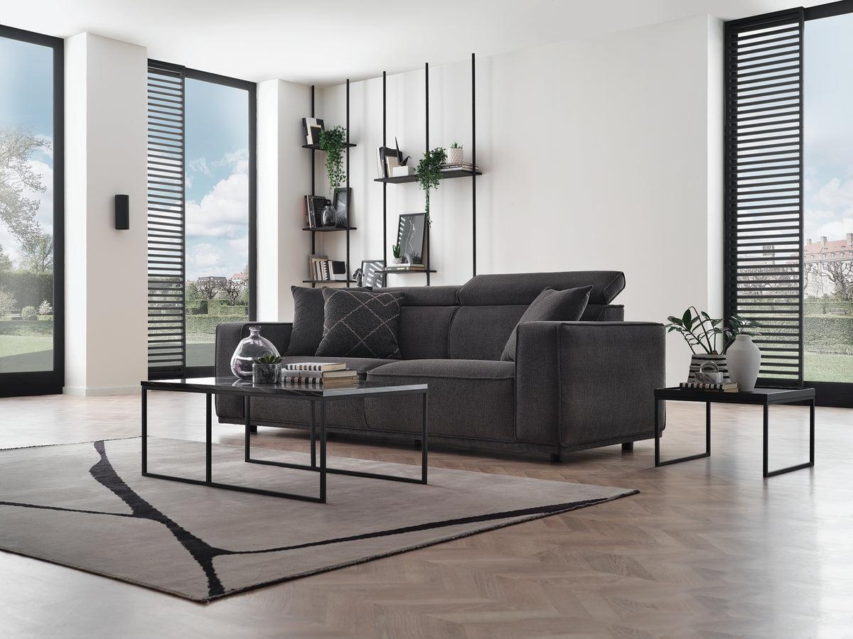 Milos Black 3-Seater Sofa - Ella Furniture