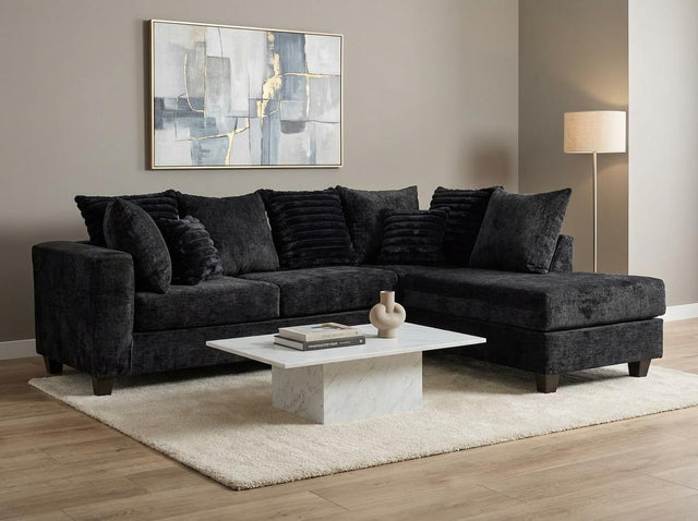 Downy Black Fabric Sectional Sofa from Ella Furniture