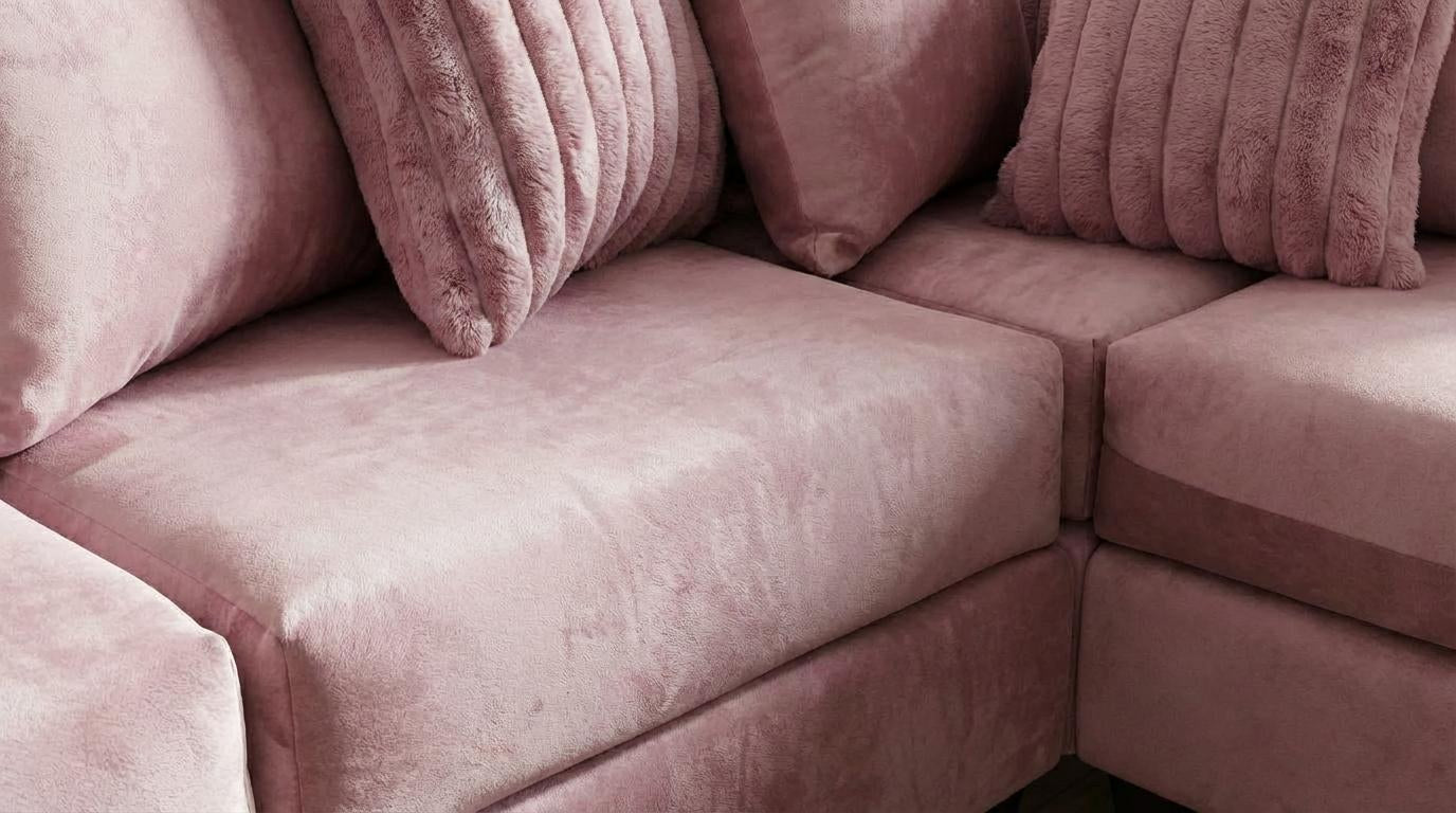 Kora Pink Fabric 2-Piece Sectional Sofa with Chaise view 2