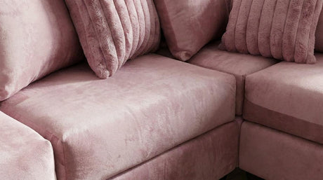 Kora Pink Fabric 2-Piece Sectional Sofa with Chaise view 2