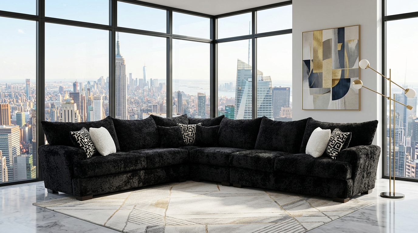 Rizz Black 4-Piece Sectional Sofa from Ella Furniture