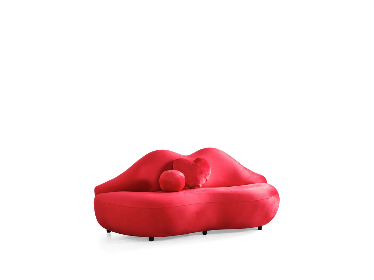 Audrey Red Velvet Loveseat 81"