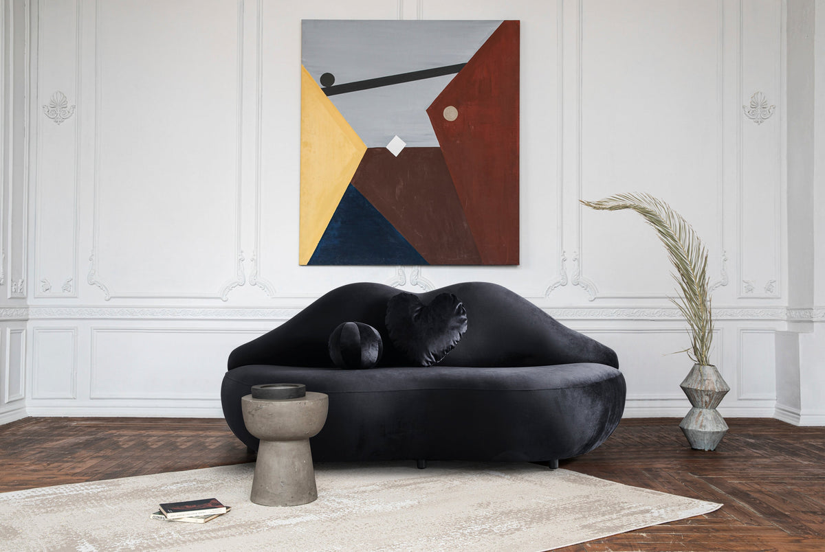 Audrey Black Velvet Loveseat 81"