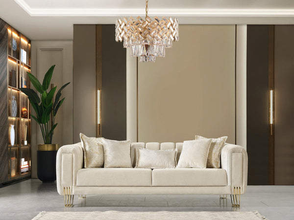 Ella Ivory Velvet Sofa