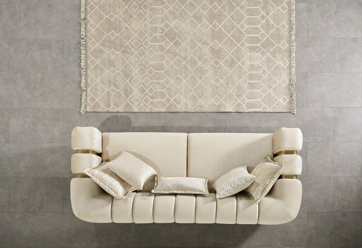 Ella Ivory Velvet Sofa