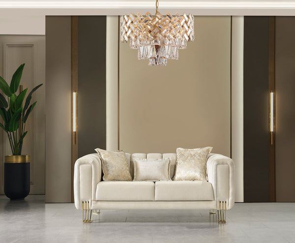 Ella Ivory Velvet Loveseat