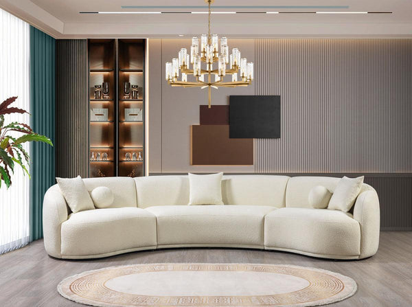 Emily Ivory Boucle 3-Piece Curved 138" Sectional
